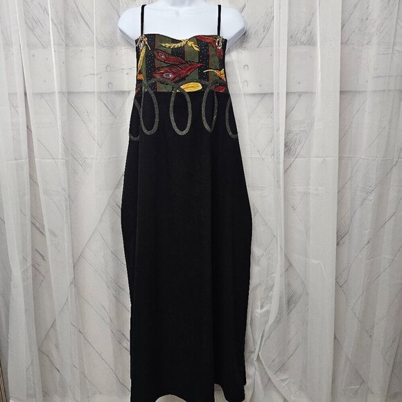 Vintage Koos of Course Black Artsy Bib Overall Sleeveless Midi Dress Size 1X - Picture 12 of 12